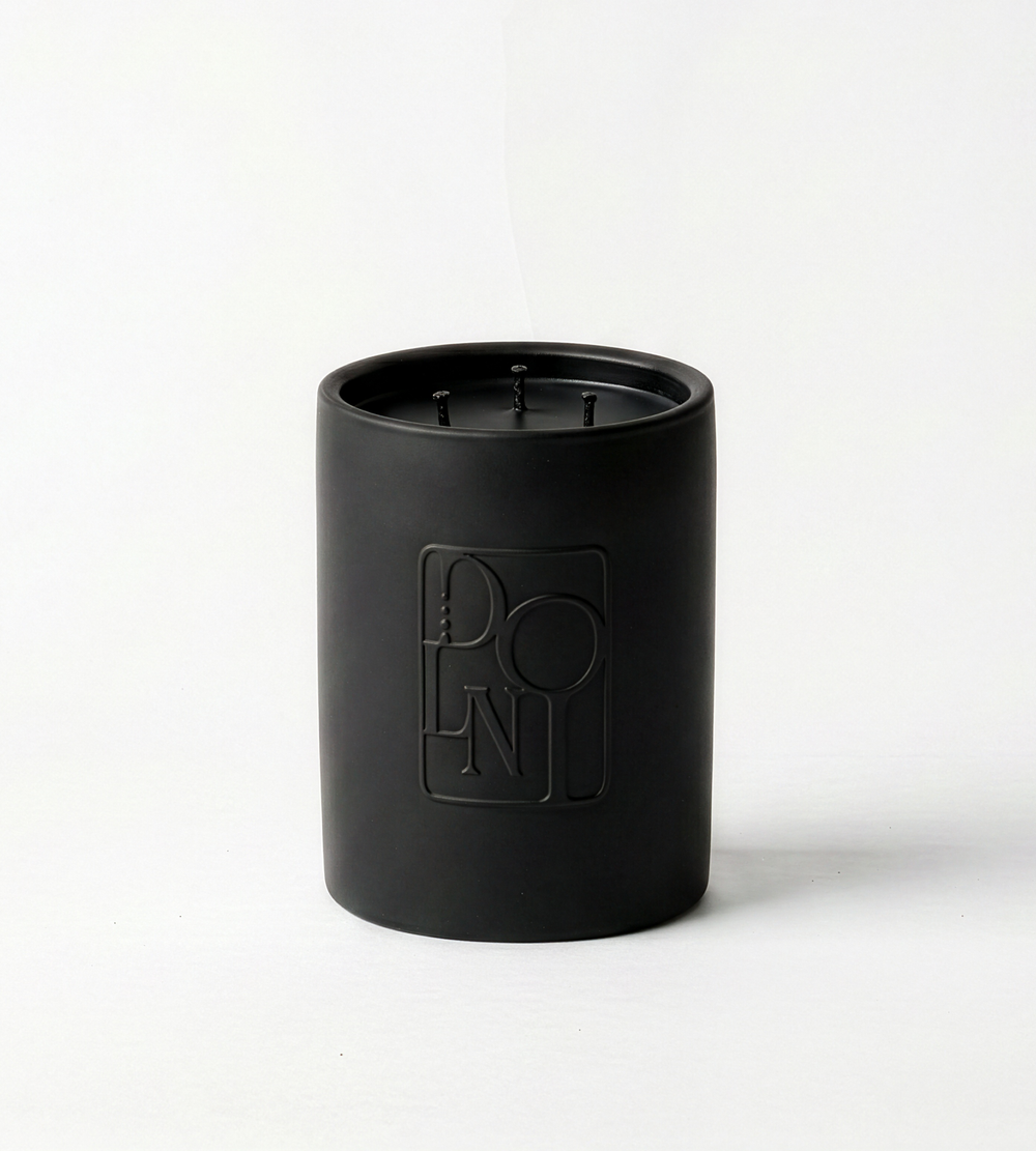 Dolni Large Black Ceramic 600g Tuberose & Sandalwood Candle