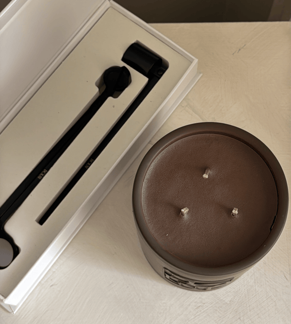 Dolni Large Brown Ceramic 600g Tobacco & Oud Candle